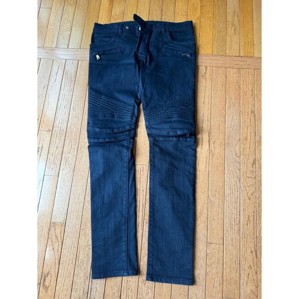 womens BALMAIN SKINNY BIKER MOTO JEAN SIZE 30
